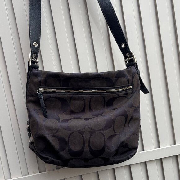 COACH F15067 Vintage Y2K Black Monogram Canvas Crossbody Bag - Picture 1 of 10
